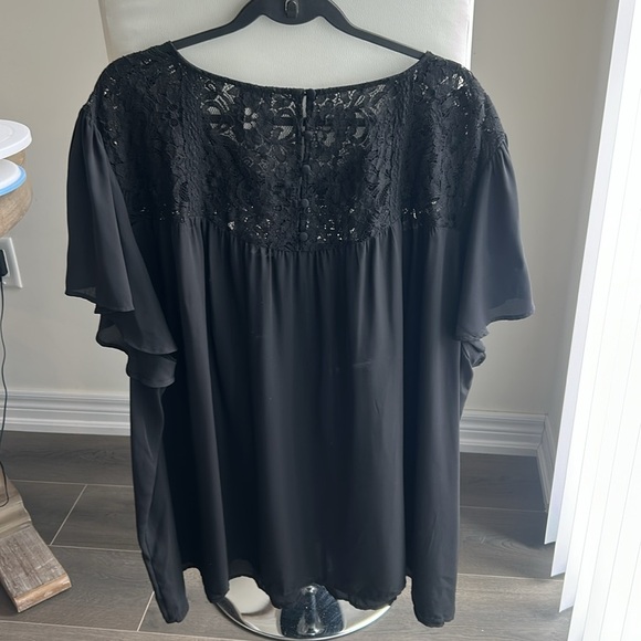 Torrid Black Lace Chiffon Flowy Top Short Sleeves Blouse Size 5X - Picture 4 of 15